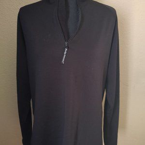Mens  Black Long sleeve with 3/4 zipper shirt S L